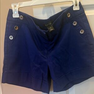 White House Black Market Navy Button-Accent Shorts
